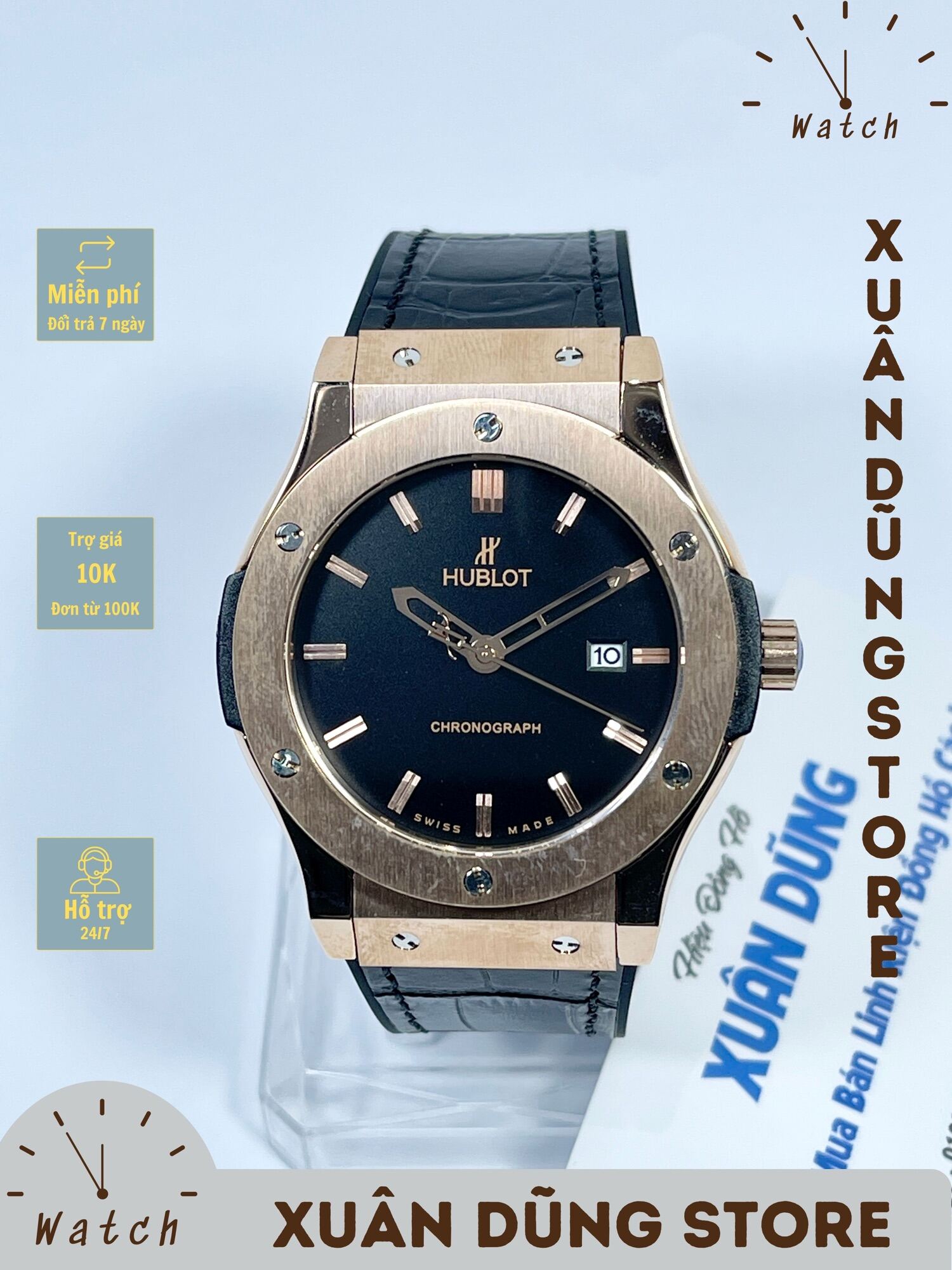 ĐỒNG HỒ NAM HUBLOT- Đồng hồ cao cấp, chống nước, chống xước, màu vàng
