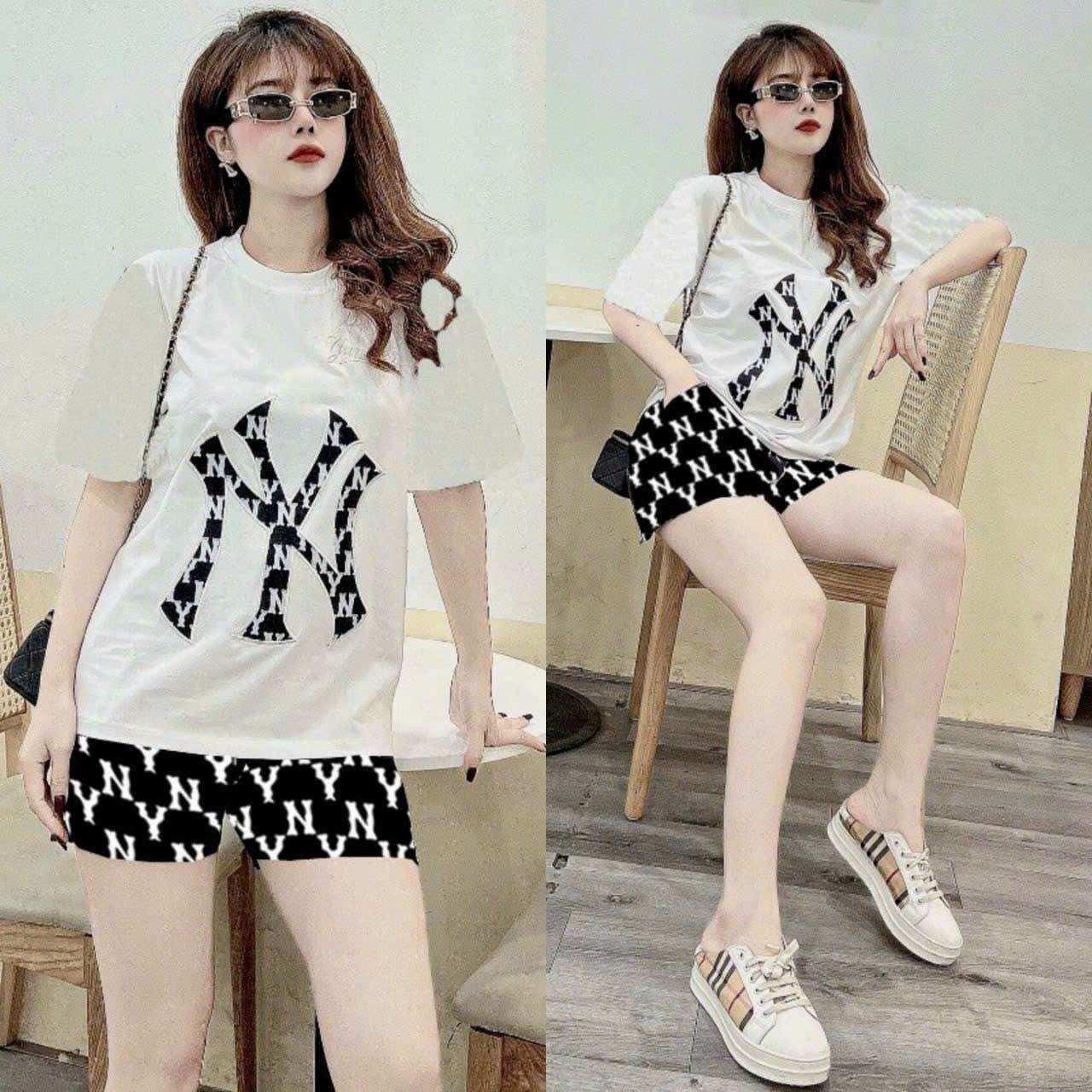 SÉT BỘ NỮ NGẮN THUN COTTON PHỐI 3D CAO CẤP