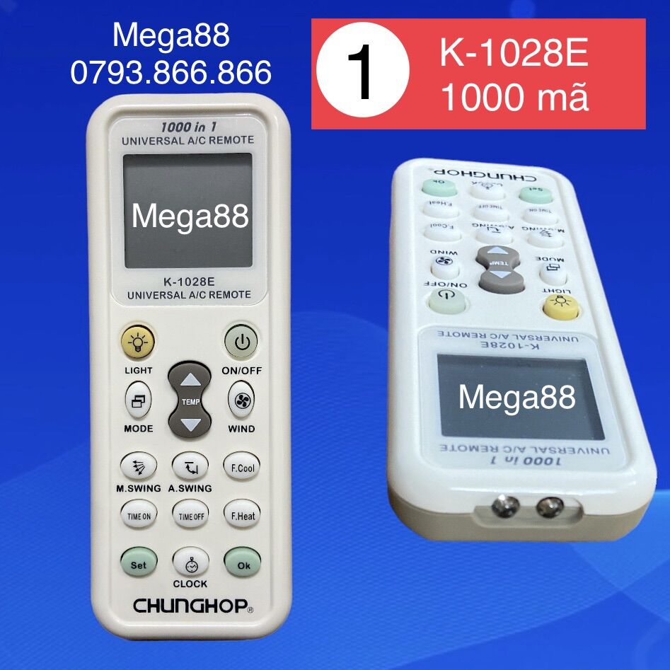 Remote máy lạnh đa năng chunghop 1000 mã k-1028e - điều khiển điều hoà đa năng 1000 in 1