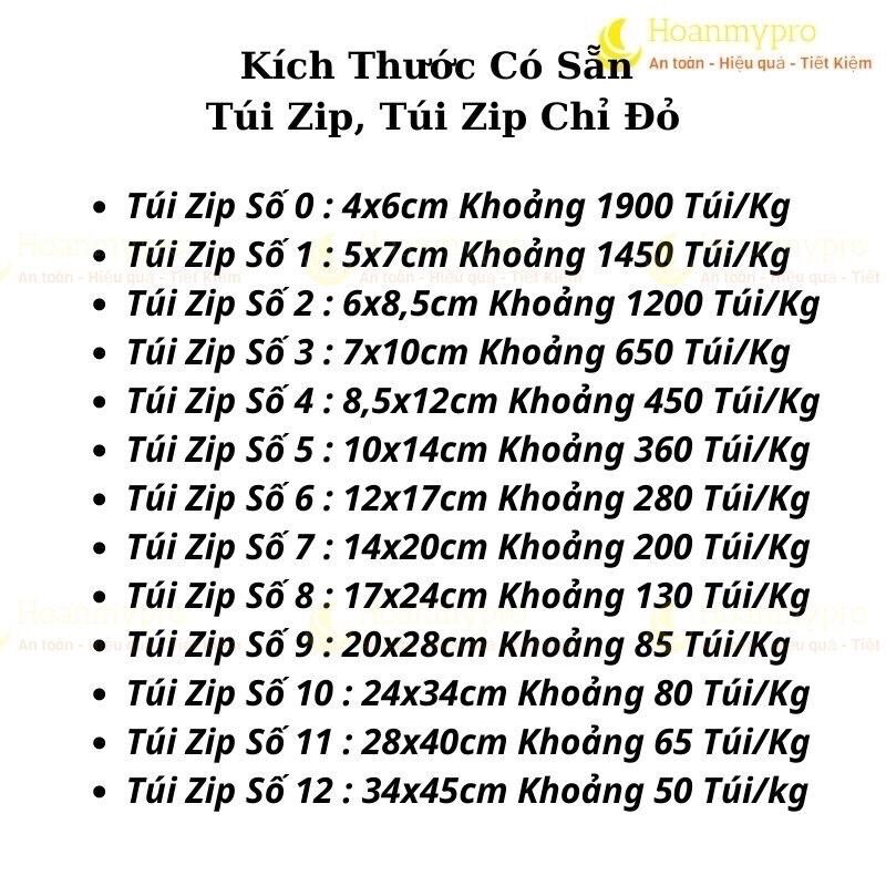100 gam túi zip viền đỏ đủ số, số 1 đến 10