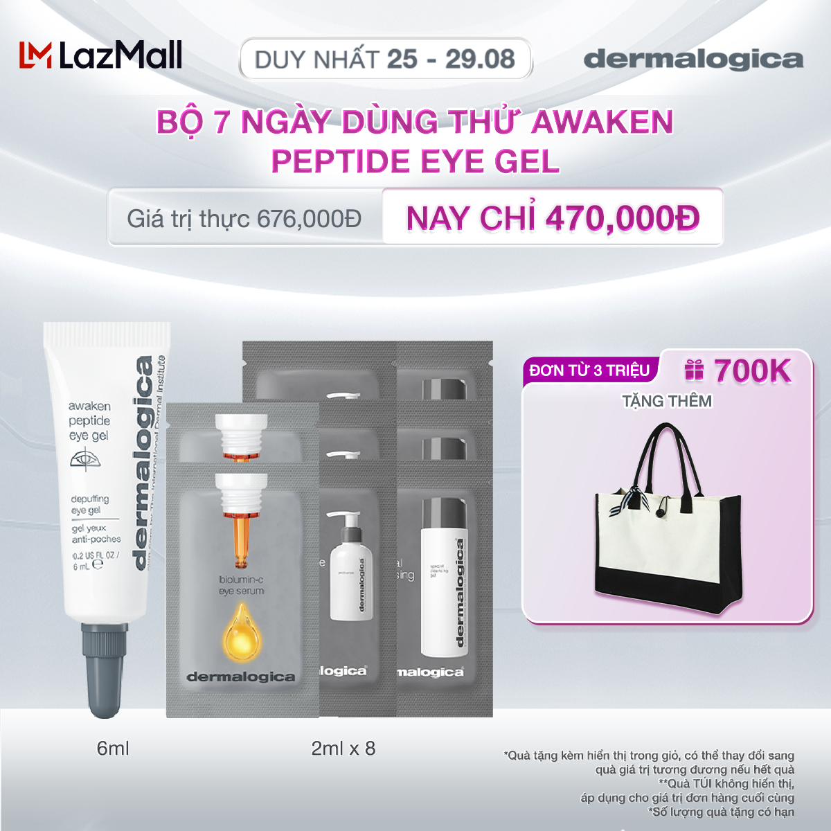 Bộ 7 ngày dùng thử Awaken Peptide Eye Gel (gồm: awaken peptide eye gel 6ml x1, BioLumin-C Eye Serum sample x2, Pre Cleanse sample x3, Special Cleansing Gel sample x3)