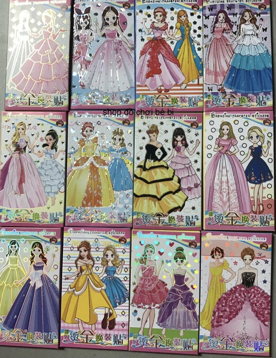 Combo 10 hộp đính đá & 10 hình dán búo bê