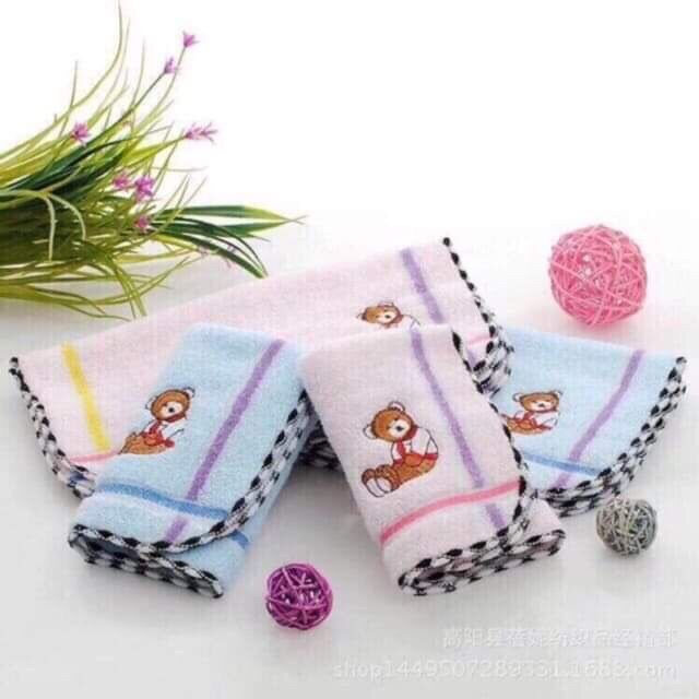 Khăn mặt cotton thêu gấu mềm mịn