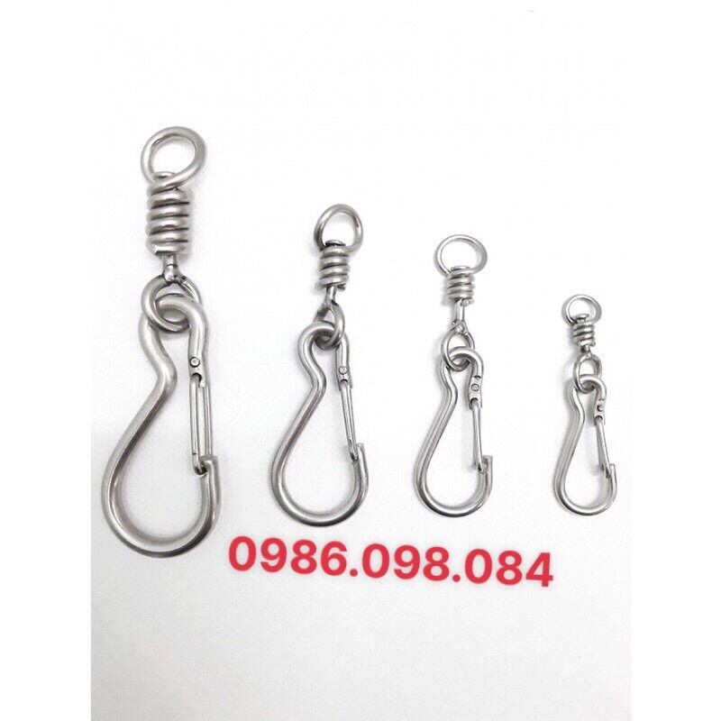 Móc khoá cổ chó - móc xích inox kèm chống xoắn