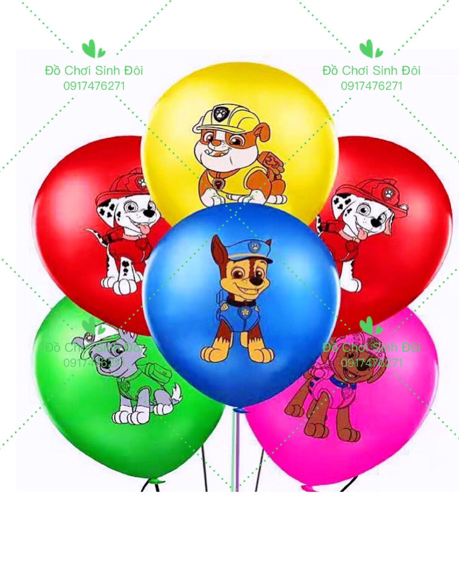 Bong bóng hình đội chó cứu hộ - combo 10 cái