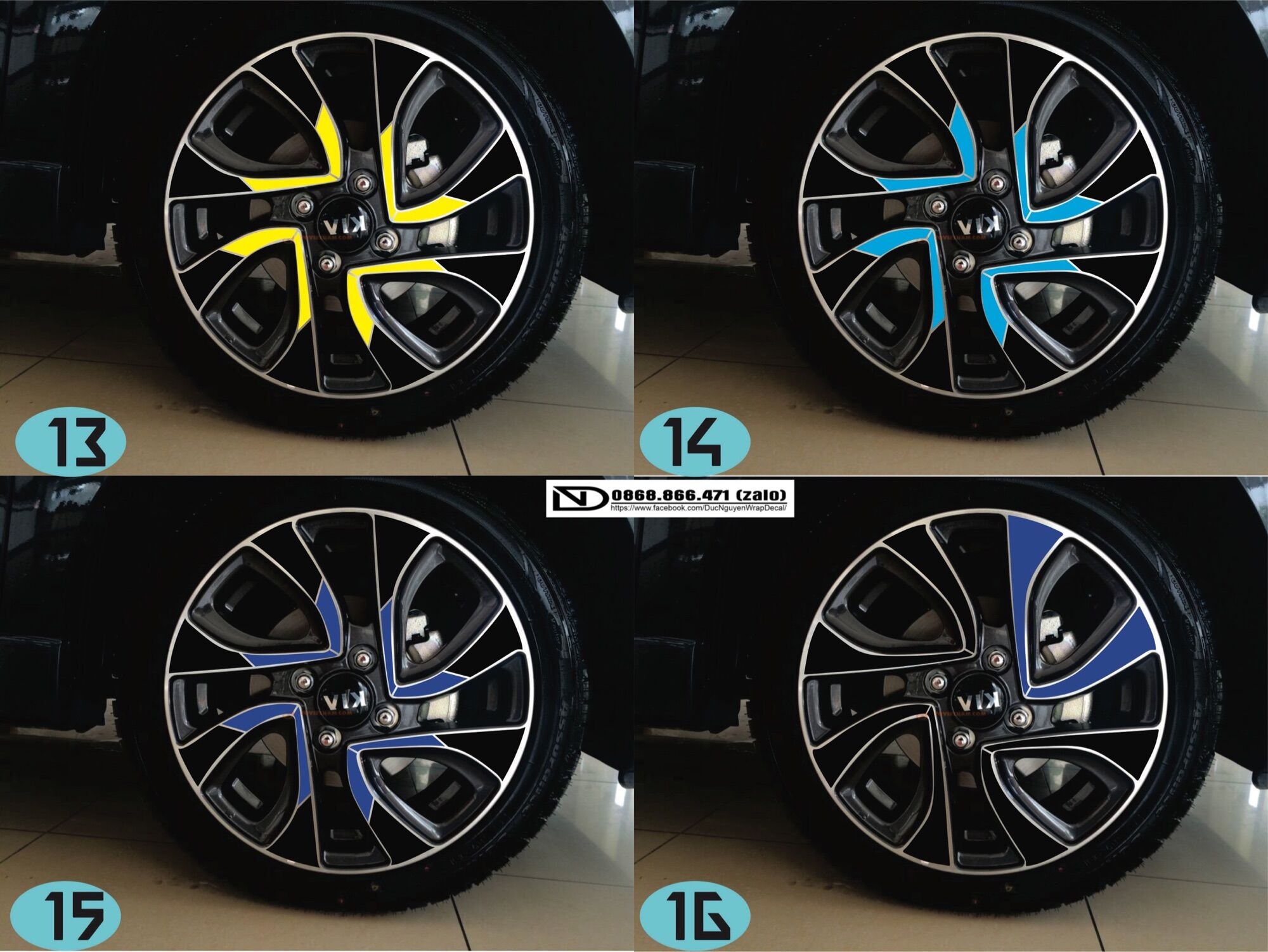 Decal dán mâm Kia morning si 2016 (5 bánh)