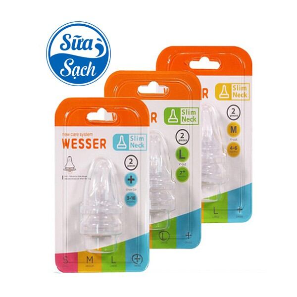 Vỉ 2 Núm Wesser thay bình sữa cổ hẹp