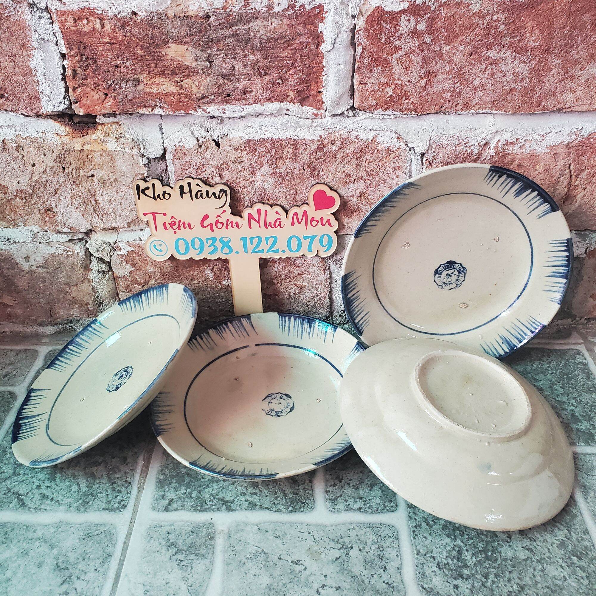 💢🌿COMBO 2c DĨA GỐM PHẾT XANH 19CM.😊🌿(HÀNG SẠN KHÔNG LÁNG)
