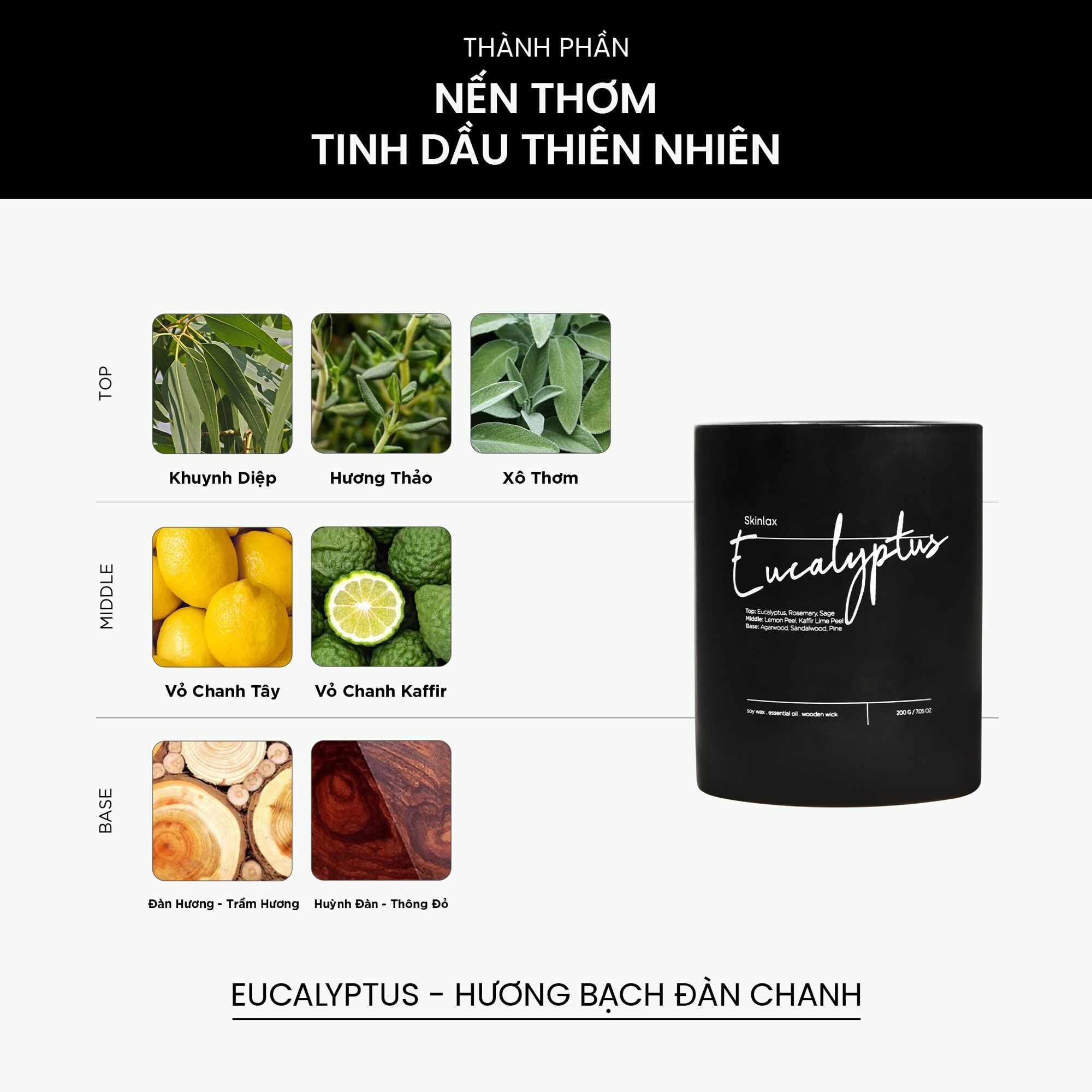Nến Thơm Tinh Dầu Trị Liệu SKINLAX ( 200g )