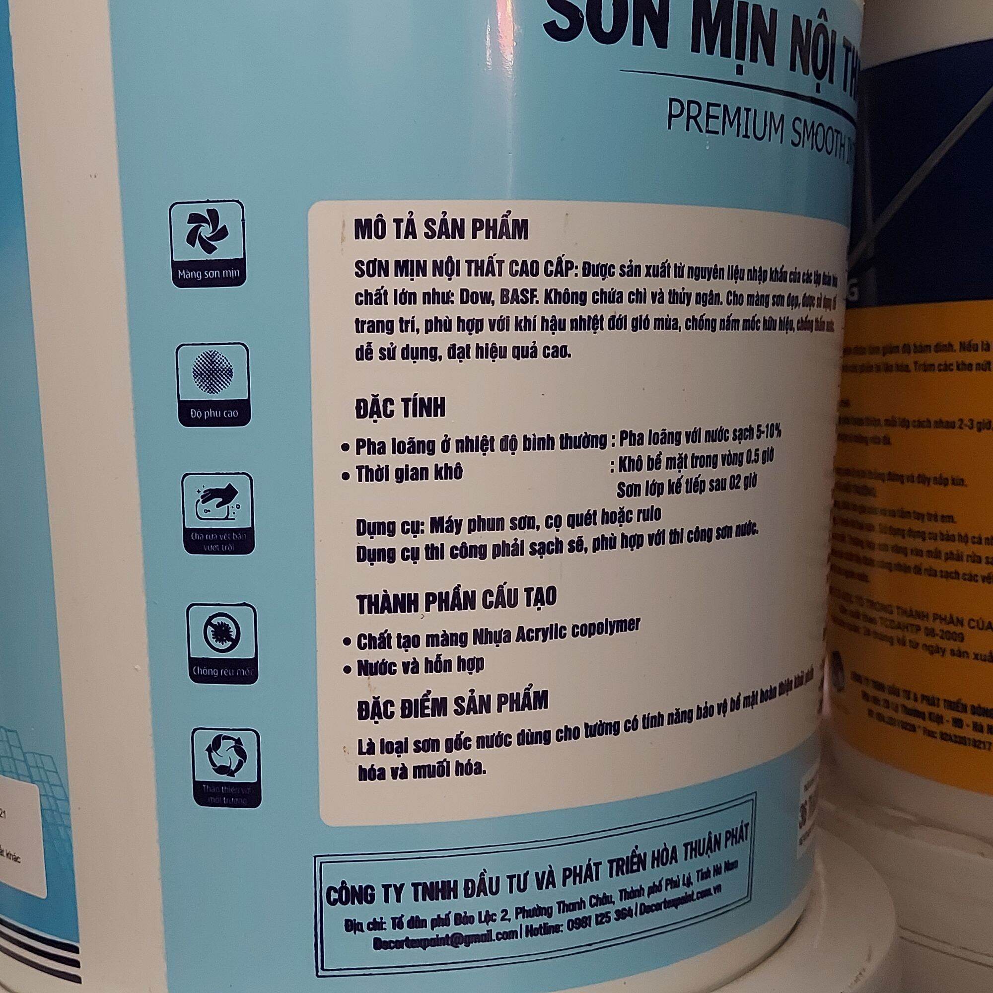 Sơn nước chống nấm mốc trong nhà DECORTEX 18L,4L
