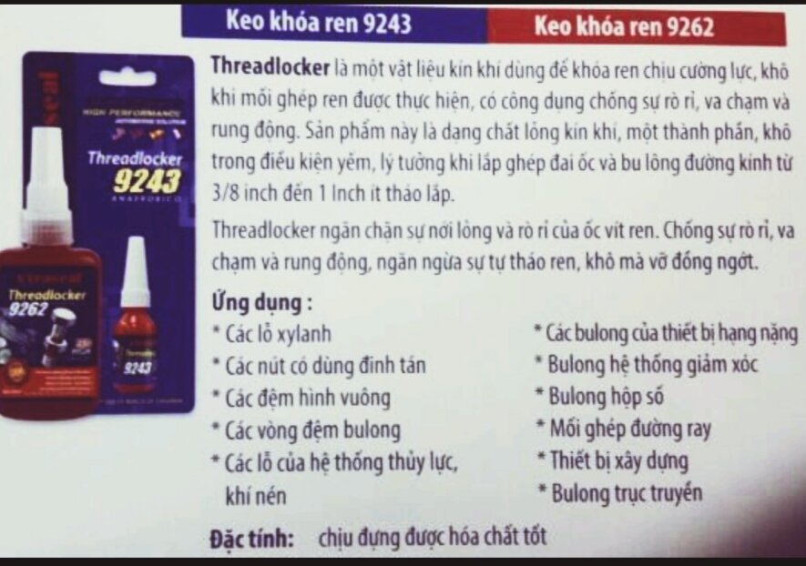 KEO KHÓA RĂNG BULON ỐC ĐỎ.10ML
