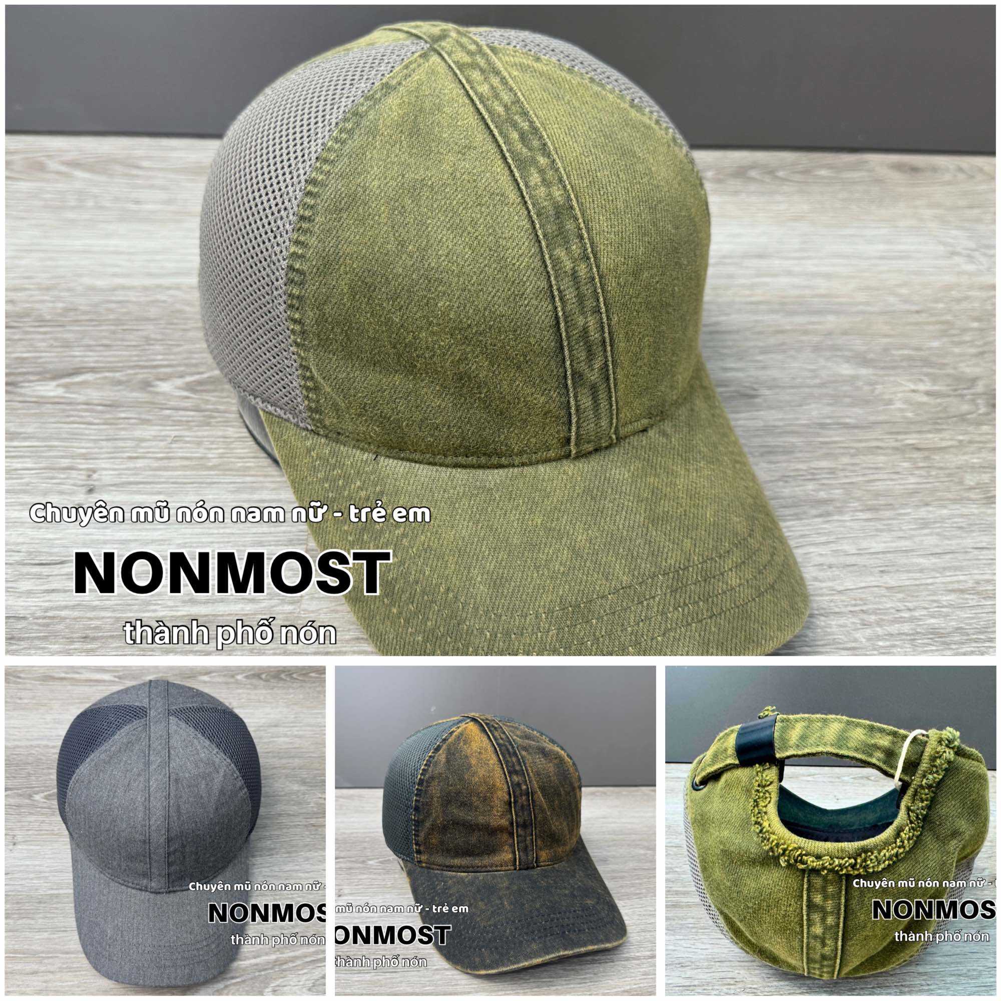 Mũ lưỡi trai trơn không nút phối lưới thể thao nam - nón kết lưỡi trai thời trang