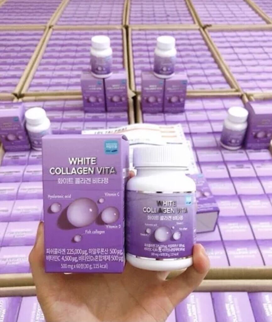 Combo 3 lọ dùng 3 tháng- Collagen White Vita Hàn Quốc 60v trắng da, chống lão hoá, mờ nám, mượt tóc