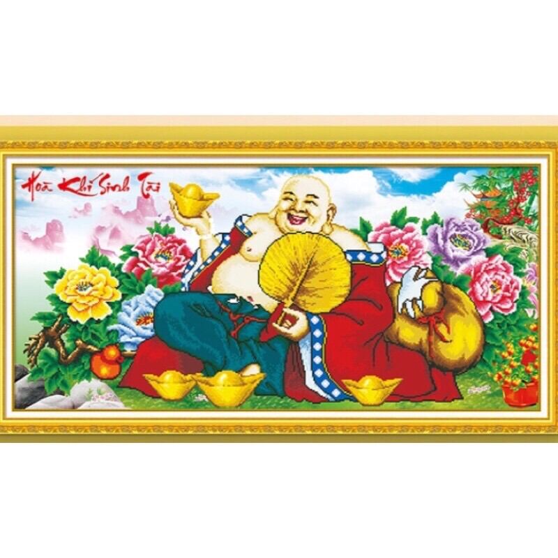 Tranh đính đá phật di lặc lg1476/ 130x65cm/ chưa đính đá