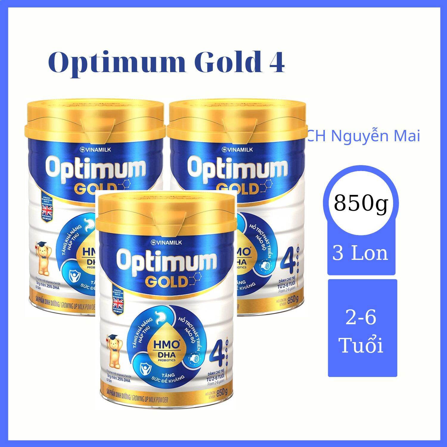Combo 3 hộp sữa vinamilk optimum gold 4 - 850g