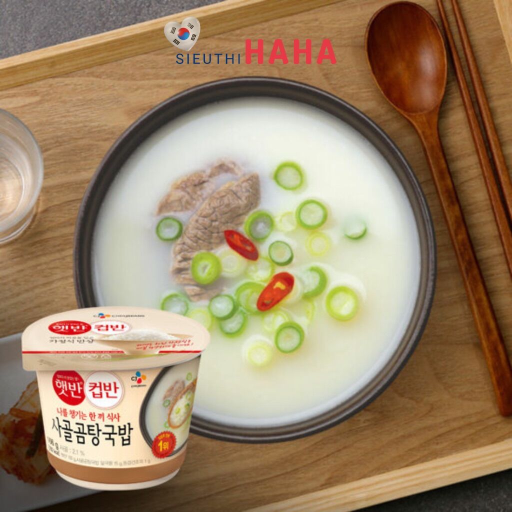 Cơm ăn liền hàn quốc súp xương bò 166g cj 햇반컵반사골곰탕국밥