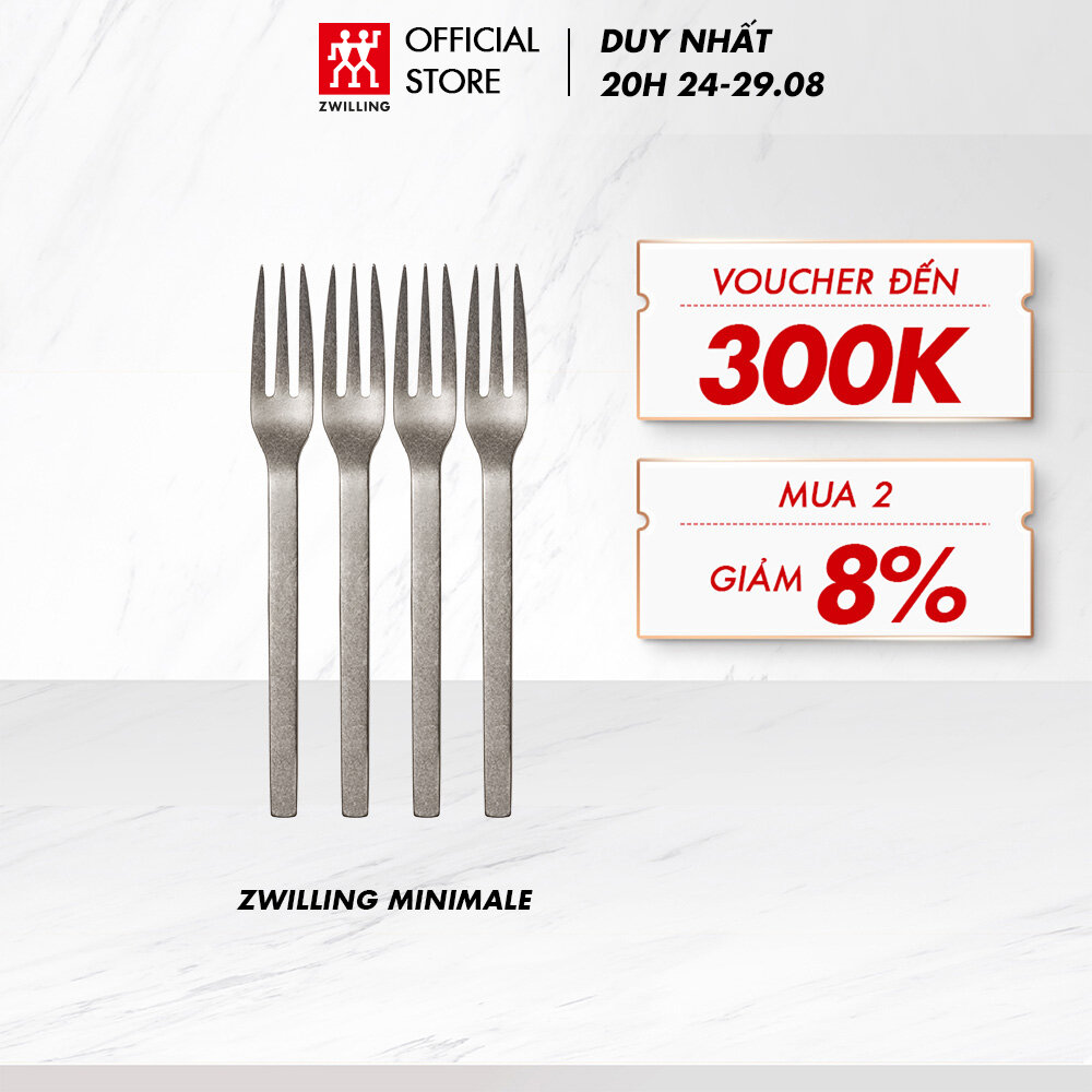 Bộ 4 nĩa ăn tráng miệng ZWILLING Minimale - bằng thép không gỉ cao cấp