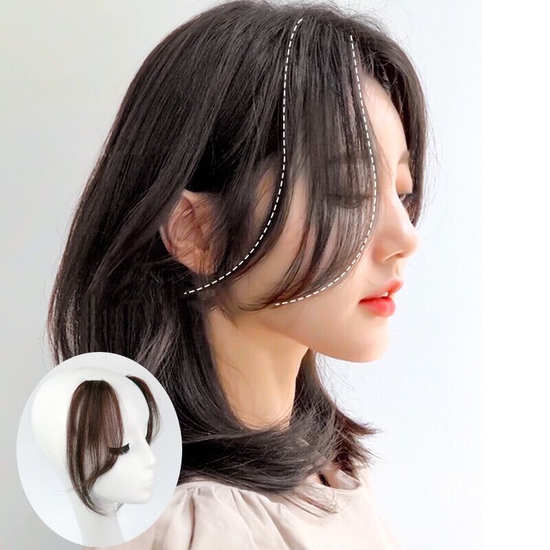 TÓC MÁI BAY TÓC THẬT,Kẹp Tóc Mái Dài 2 Bên, Tóc Mái Giả Cho Nữ