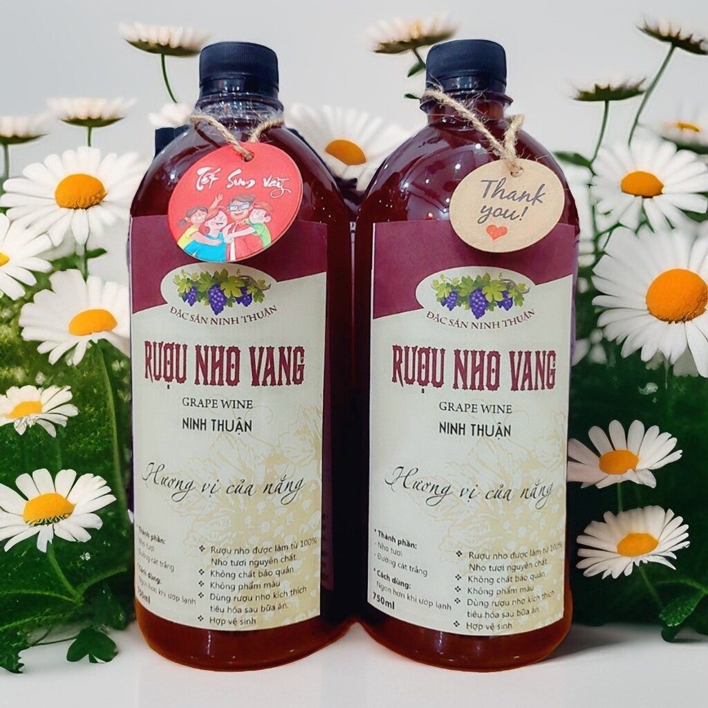 Combo 2 chai vang nho Phan Rang chai nhựa 1 lít ủ thủ công