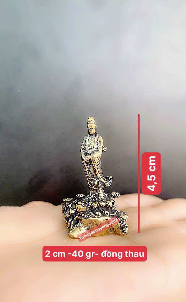 Tượng đồng phật bà quan âm đứng mini