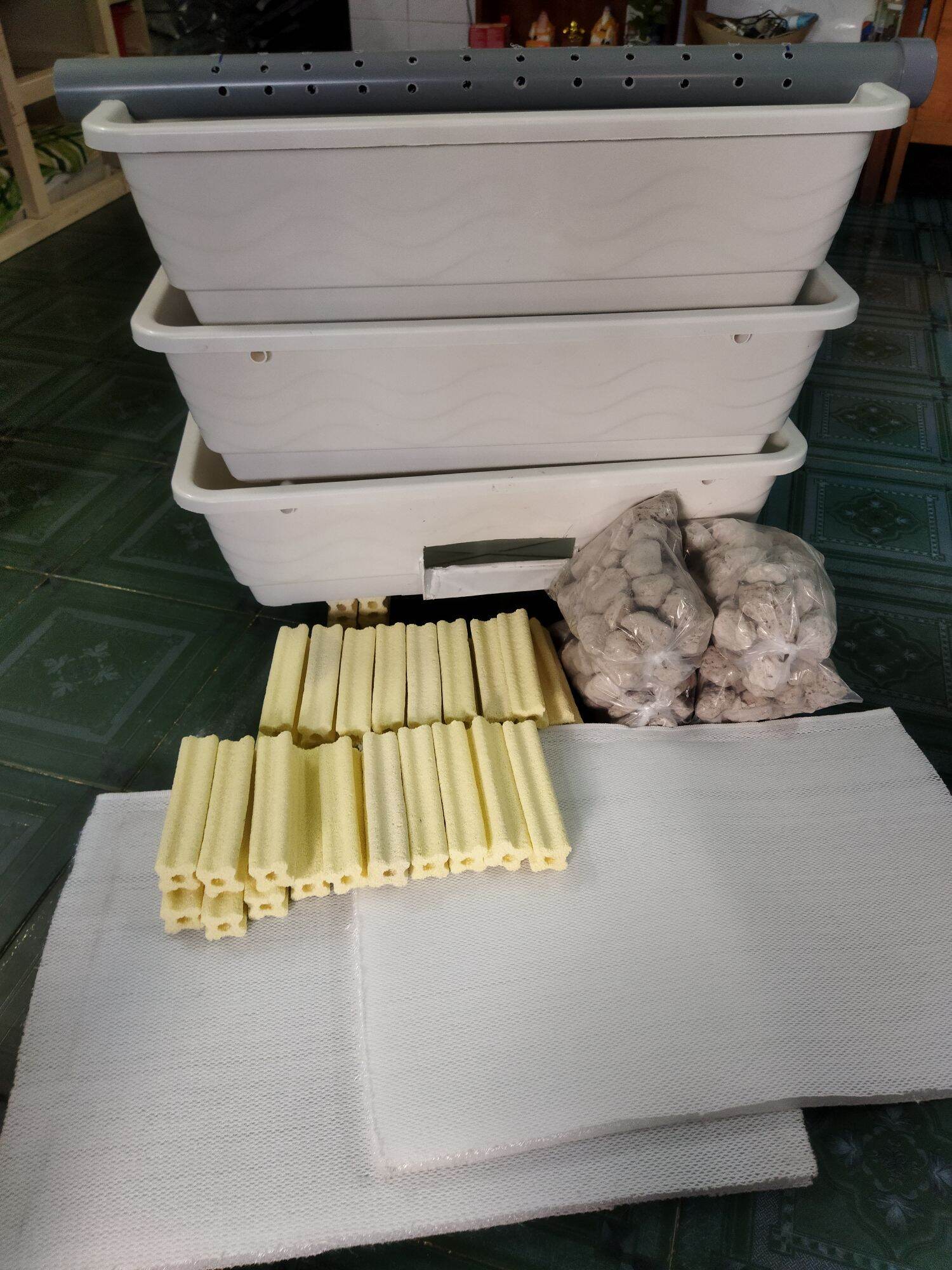 Combo BAKI Trắng 3t thác (69x25x55) full vật liệu lọc