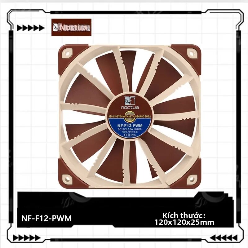 Noctua | Noctua NF-F12 120mm Quạt Làm Mát Vỏ Máy Tính Quạt Tản Nhiệt Êm Ái Cho Máy Tính Để Bàn Bộ Làm Mát Không Khí CPU 7 Lưỡi Dao 22dBA Tiếng Ồn Giá 925,600 Đồng*Miễn phí vận chuyển