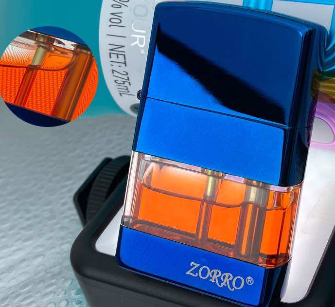 Bật lửa đá xăng Zippo Zorro lộ xăng cao cấp( tặng kèm chai xăng 30ml)