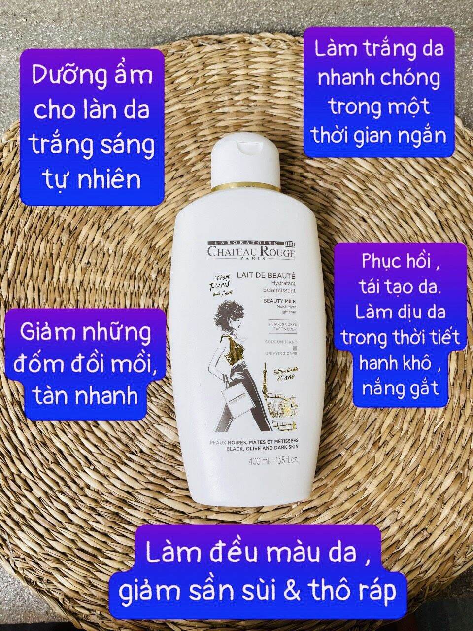 Sữa dưỡng thể trắng da Chateau Rouge 400ml