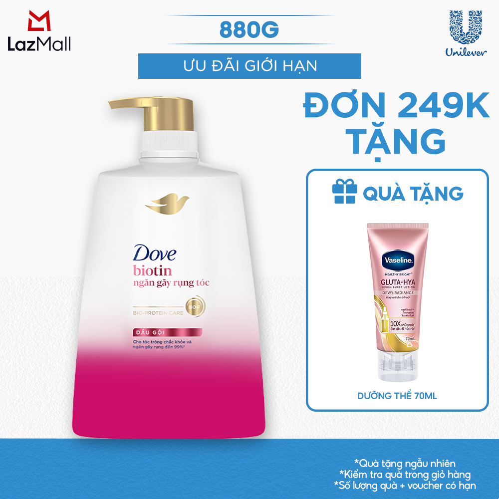 Dầu gội Dove Biotin Ngăn gãy rụng tóc 880g bao bì tùy lô nhập hàng