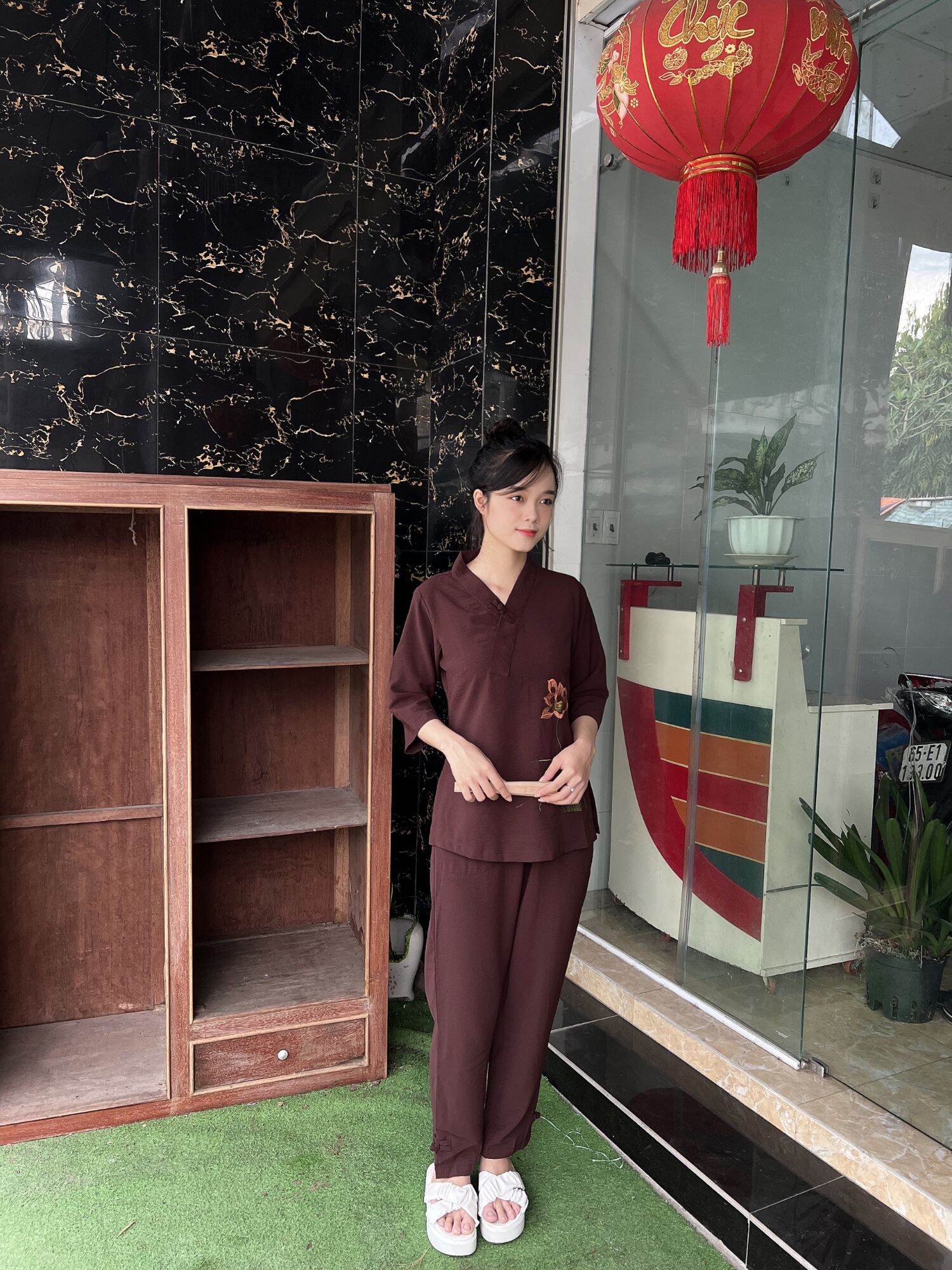 Bộ nữ đi chùa #set đũi #đồ phật tử đũi 1 nút size 40-80kg