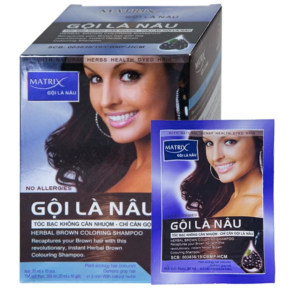   Cam kết chính hãng  Dầu Gội Nhuộm Tóc Gội Là Nâu MATRIX mẫu mới  Hộp 10 gói 30ml  