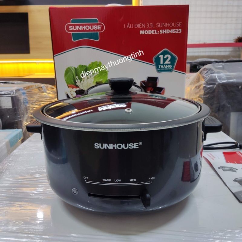Nồi Lẩu Điện,nồi nấu Đa Năng Sunhouse 4523 dung tích 3,5 lít hang chính hang bao lỗi đổi
