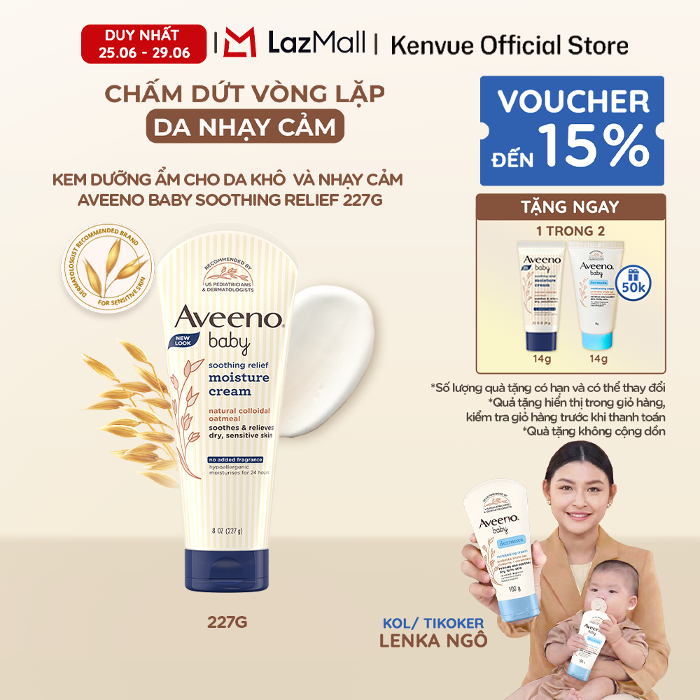 Kem dưỡng ẩm cho da khô và nhạy cảm Aveeno soothing relief 227g