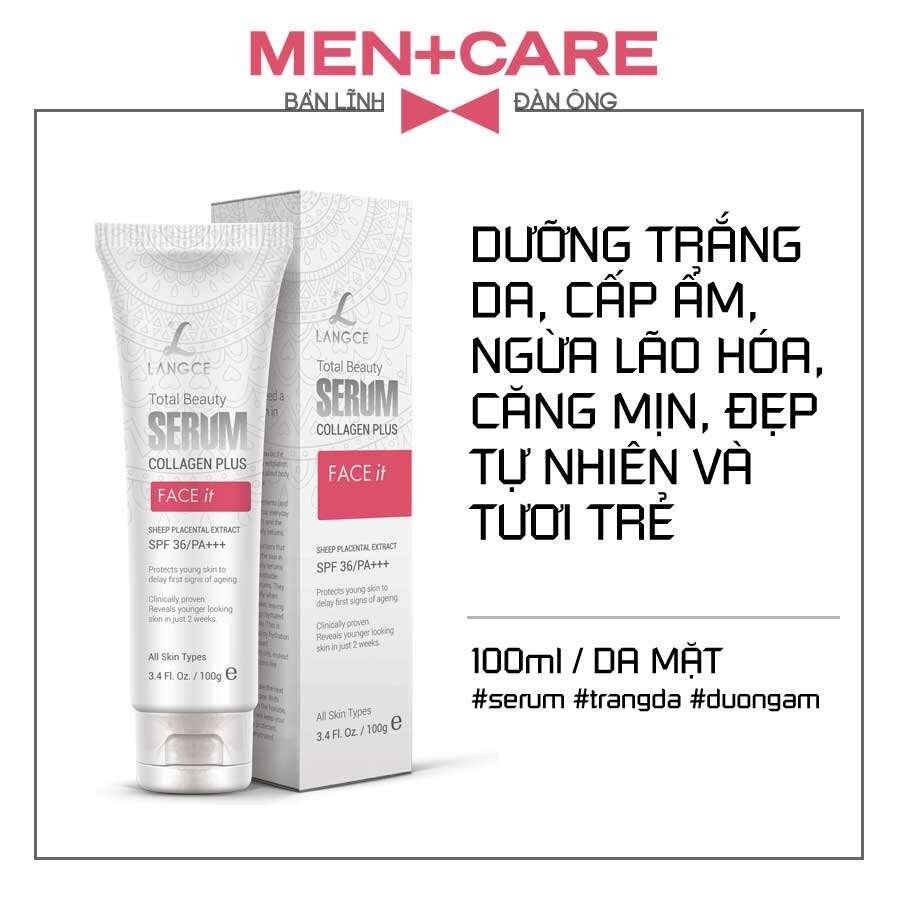 LANGCE SERUM ĐẸP DA COLLAGEN+ FACE it DƯỠNG TRẮNG DA, GIỮ ẨM, MỀM MỊN 100ml cho Nam