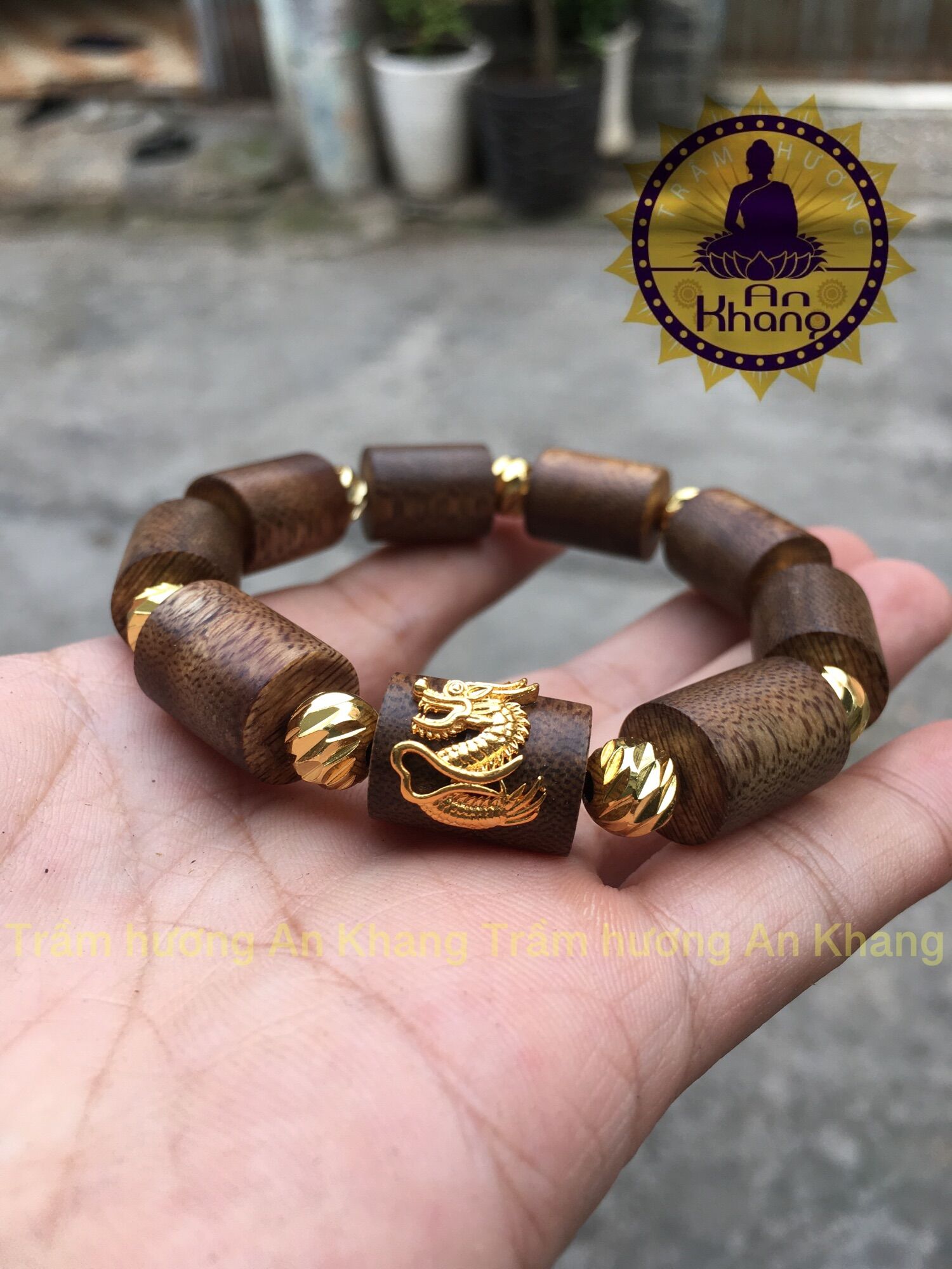 Vòng tay trầm tốc mix rồng