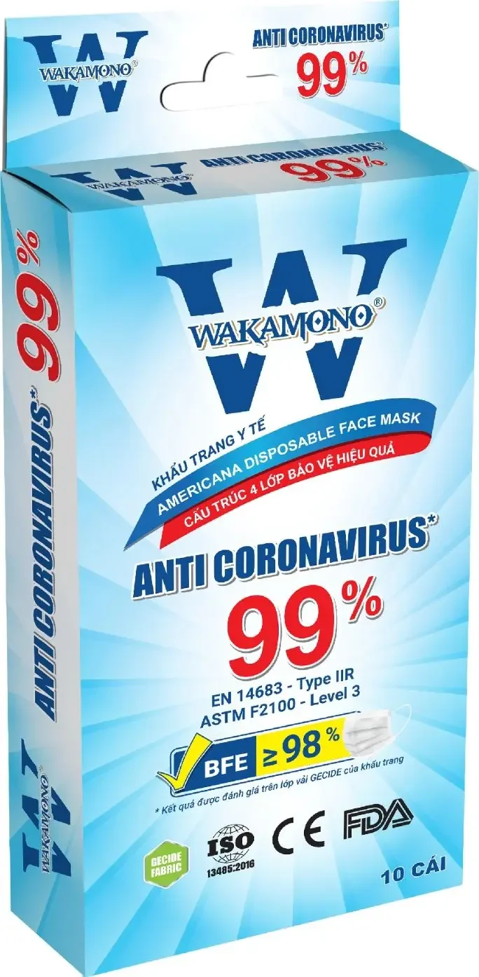 Combo 3 Hộp Khầu Trang Y Tế Trẻ Em Wakamono Diệt Virus Corona 99%