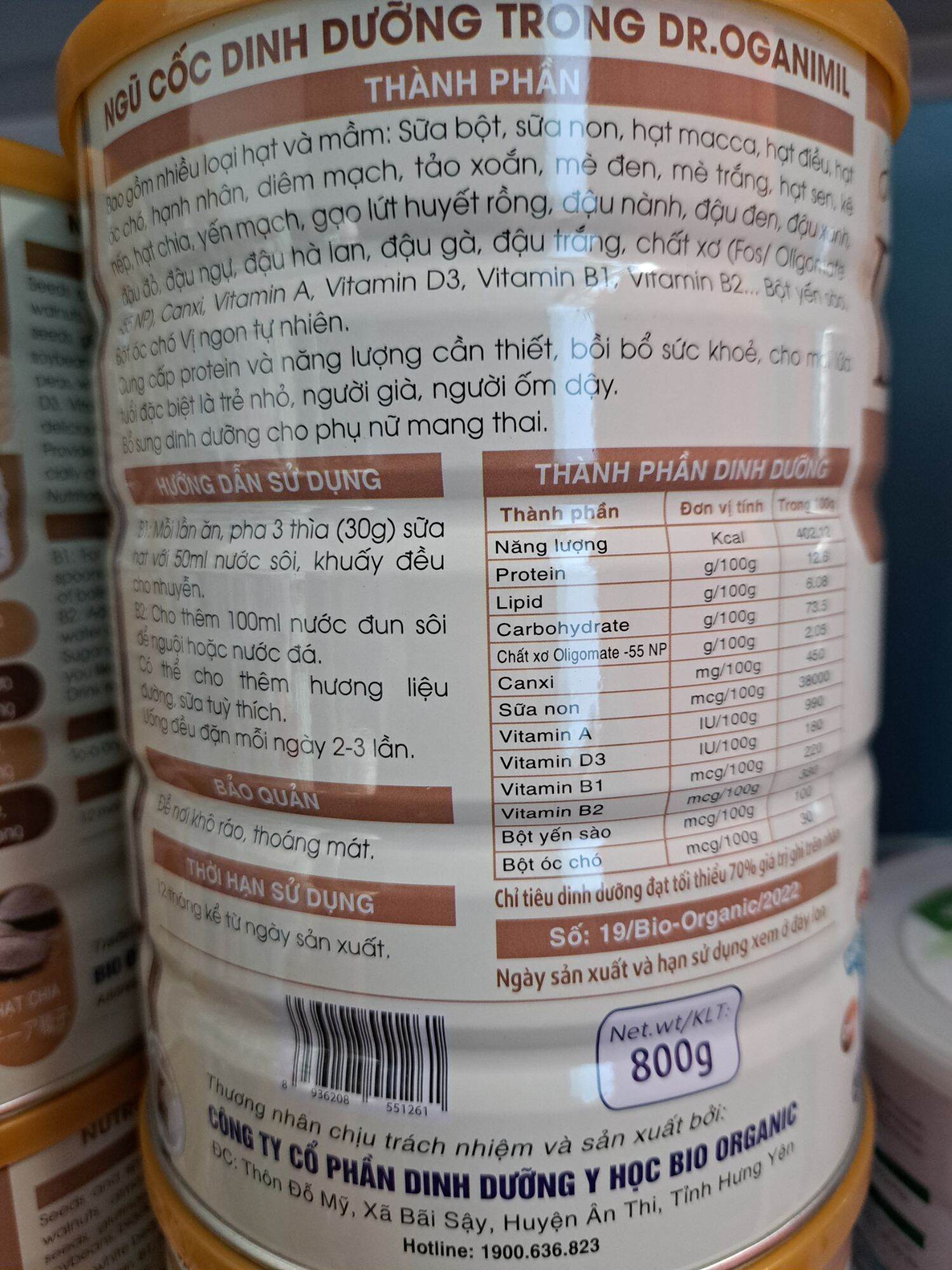 Sữa hạt Dr. oganimil - dinh dưỡng cho mọi lứa tuổi date mới sản xuất(800g)
