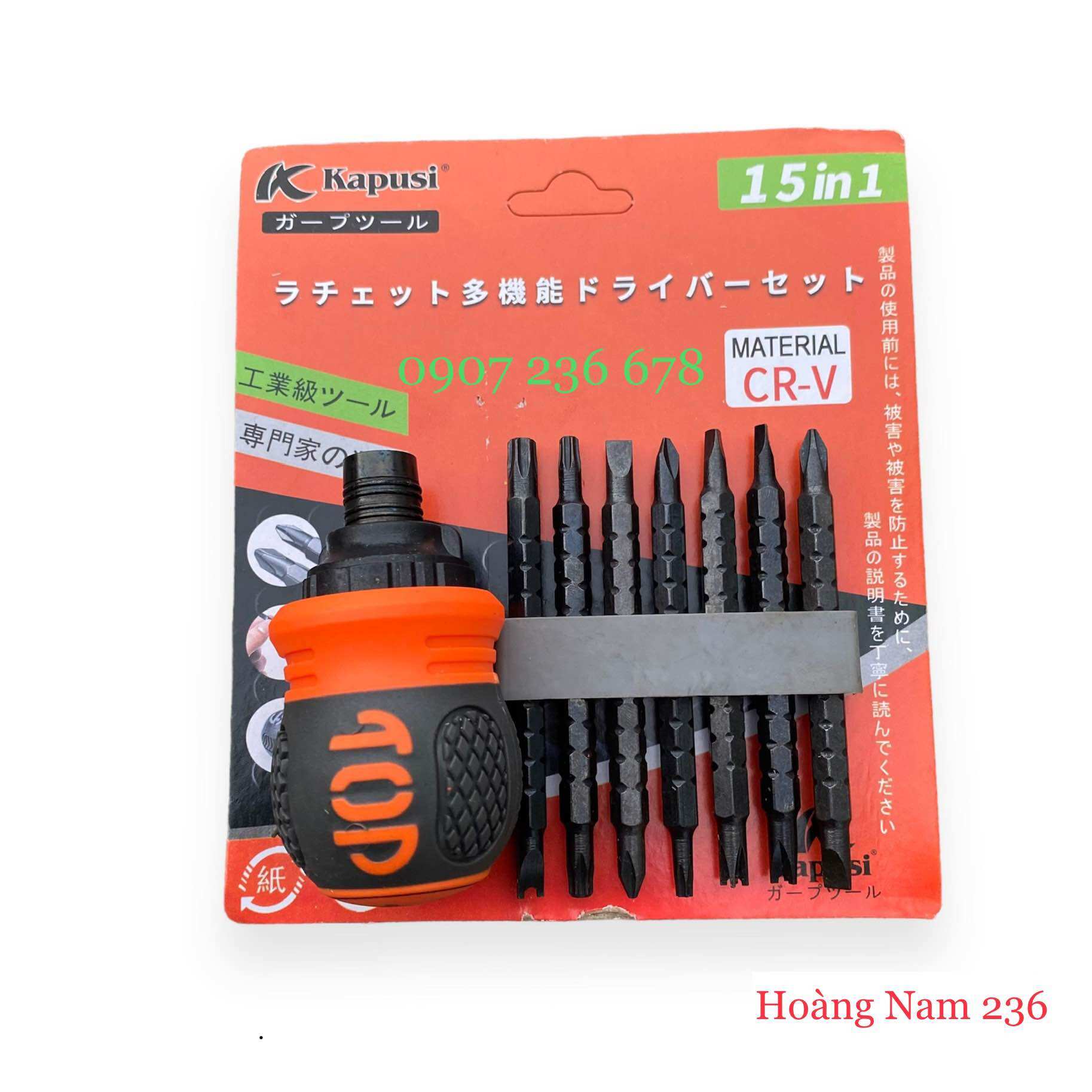 Bộ tua vít lùn 15 trong 1 Kapusi, bộ tô vít đảo chiều