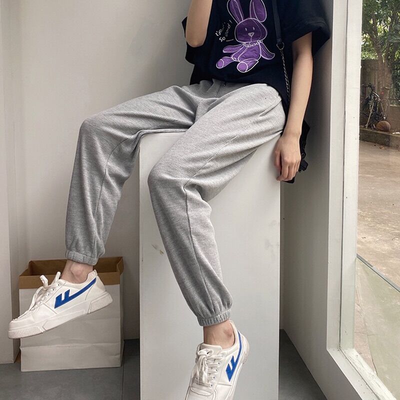 Quần jogger nữ bo gấu len tăm cá tính, quần thể thao nam nữ