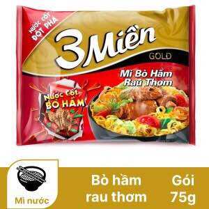 Cb 15 gói mì 3 miền gold bò hầm rau thơm gói 75g 70524