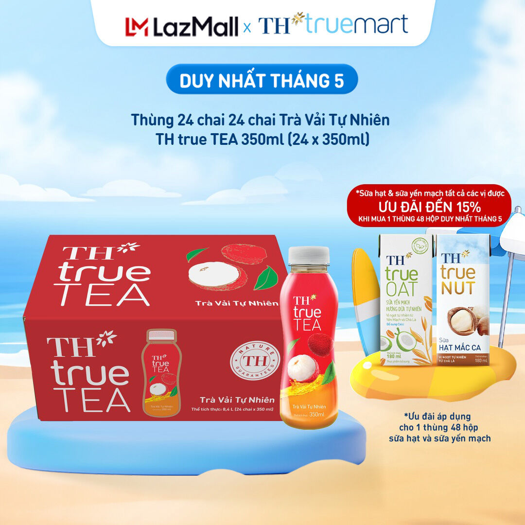 Thùng 24 chai Trà Vải Tự Nhiên TH true TEA 350ml (24 x 350ml)