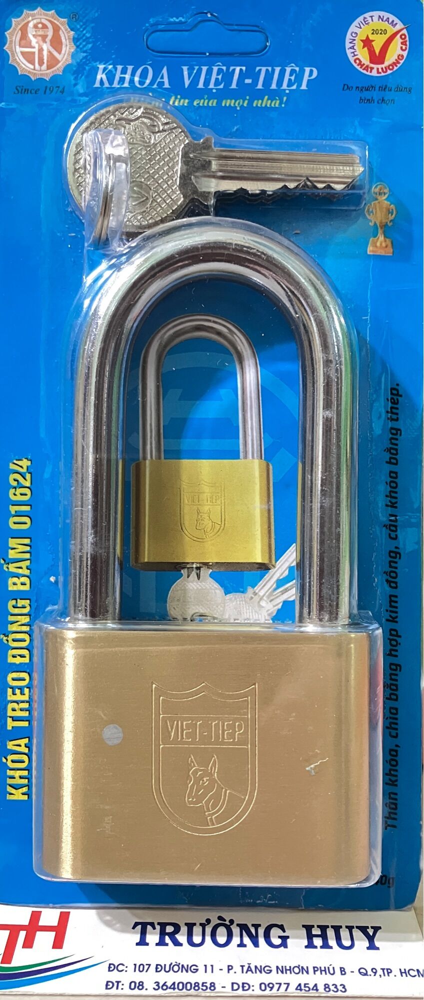 [chính hãng] khoá đồng bấm 'gọng dài' Việt Tiệp 01624