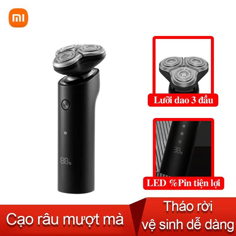 [Hàng cao cấp, Freeship, Bảo hành] Máy cạo râu S500 Xiaomi Mijia 3 đầu, 3 lưỡi dao Xiaomi, Xoay 360 độ, chống nước, sạc type C