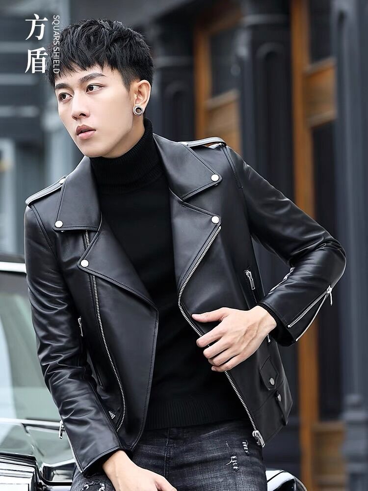 Áo khoác da nữ cổ bẻ bo gấu dáng boxy unisex chất da cao cấp lót lụa dễ phối đồ