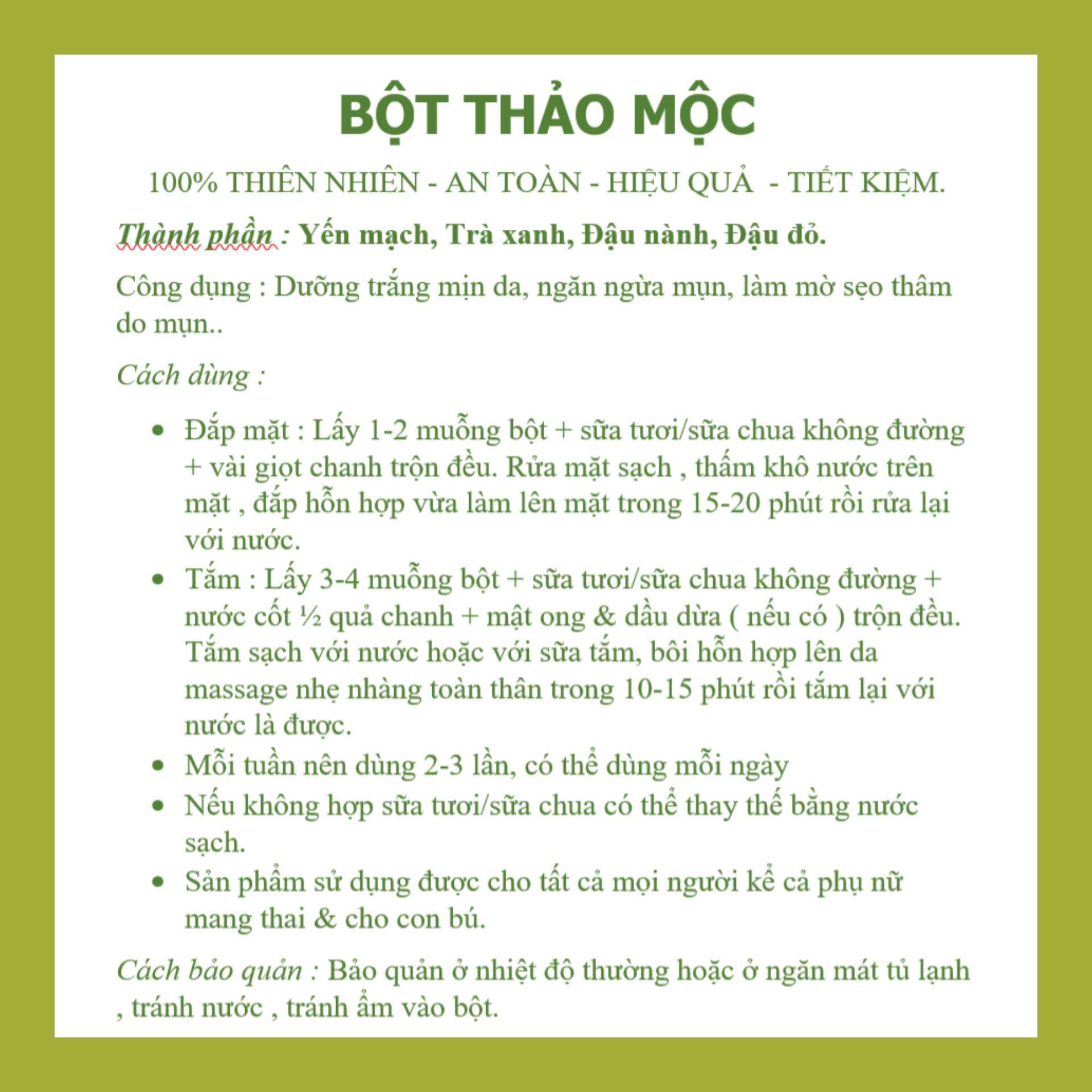 Bột thảo mộc tắm dưỡng trắng da 500gr