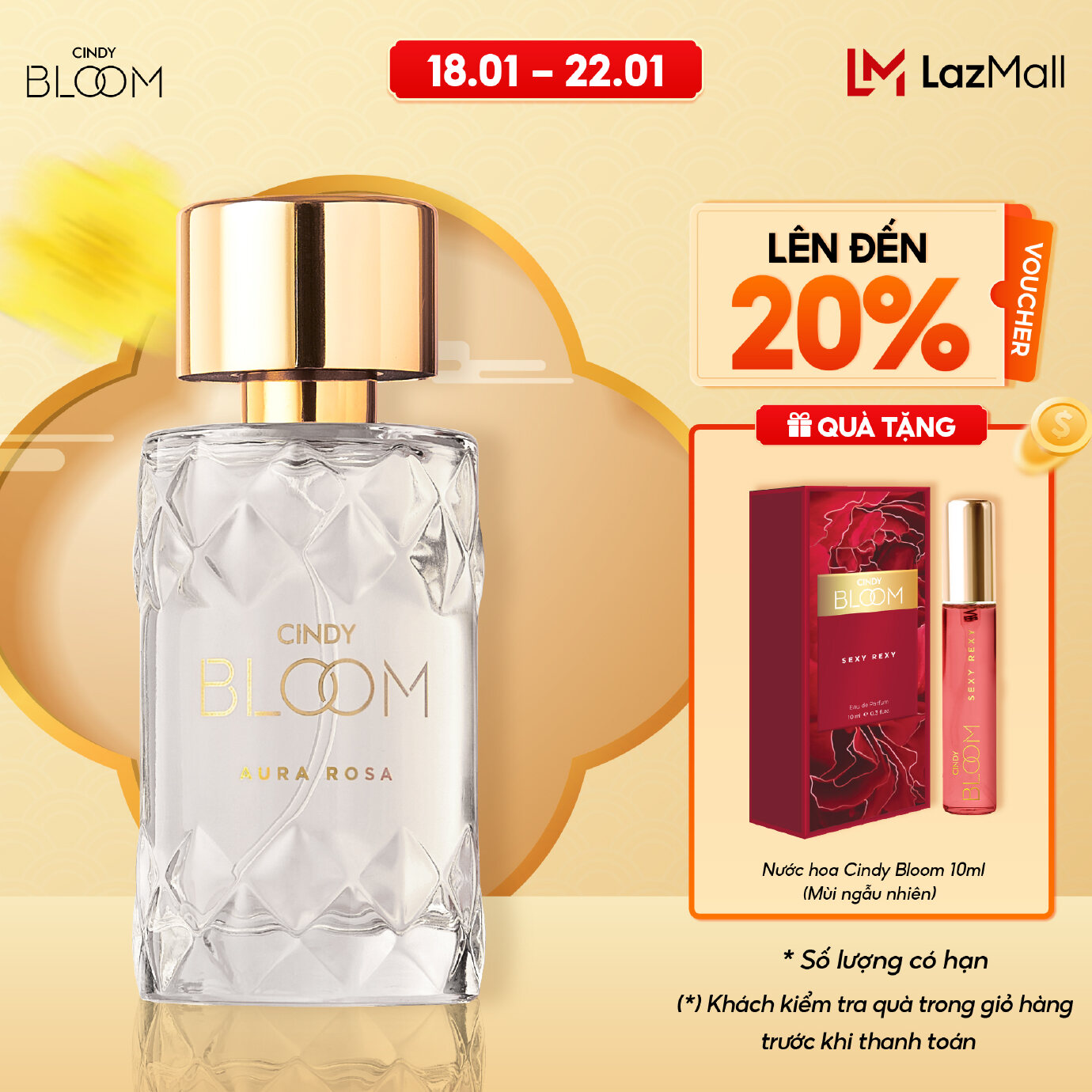 Nước Hoa Nữ Cindy Bloom Aura Rosa Hương Thơm Kiêu Sa Đài Các 50ml Chính Hãng