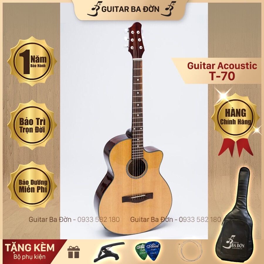 Guitar Acoustic Ba Đờn T70 gỗ ván ép cao cấp  CÓ TY