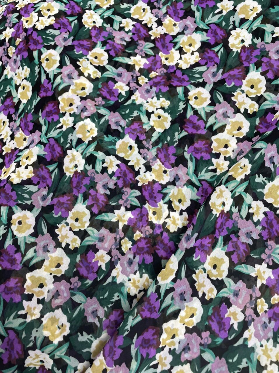 Vải voan chiffon hoa đều MS1158