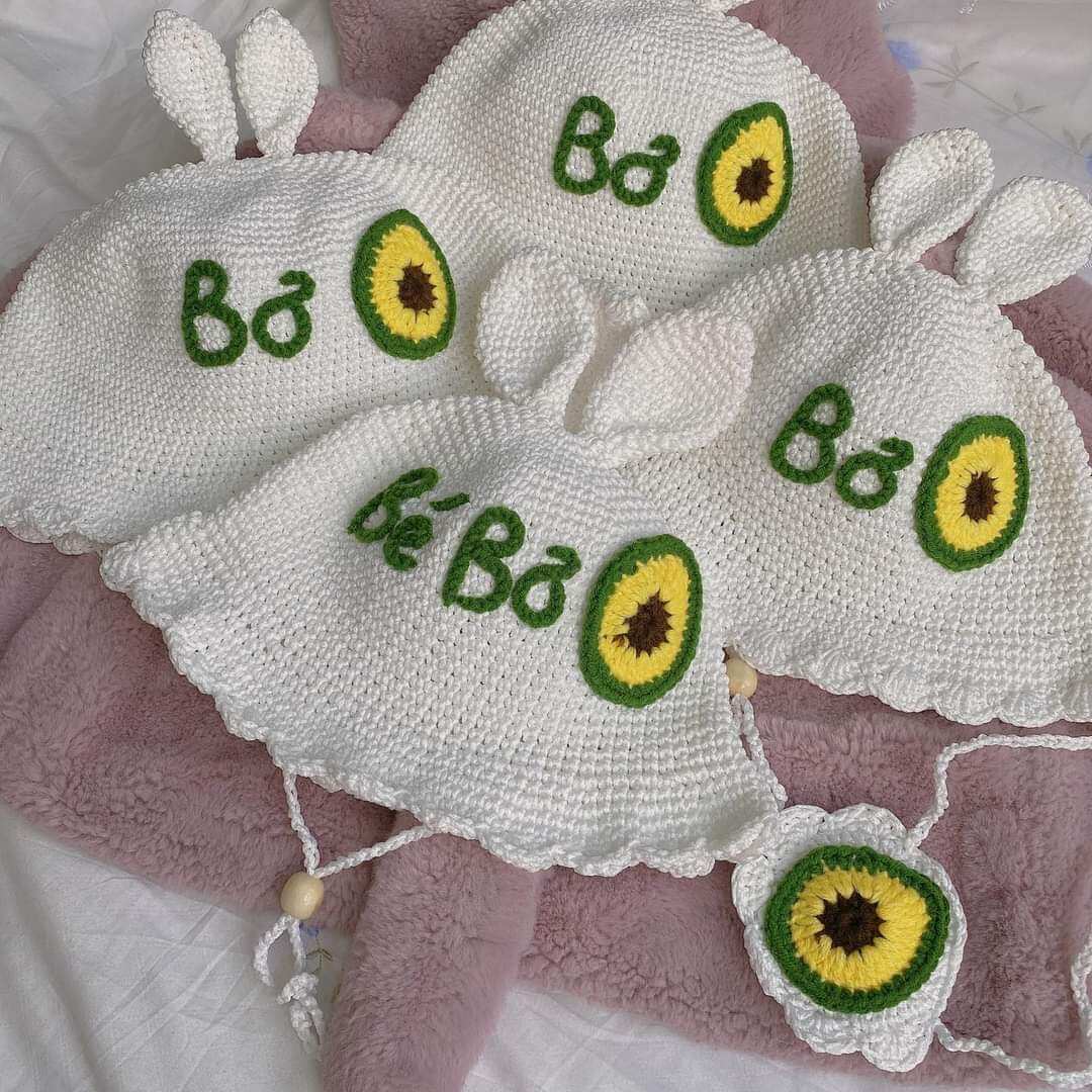Mũ len sợi dệt thêu tên cho bé theo yêu cầu
