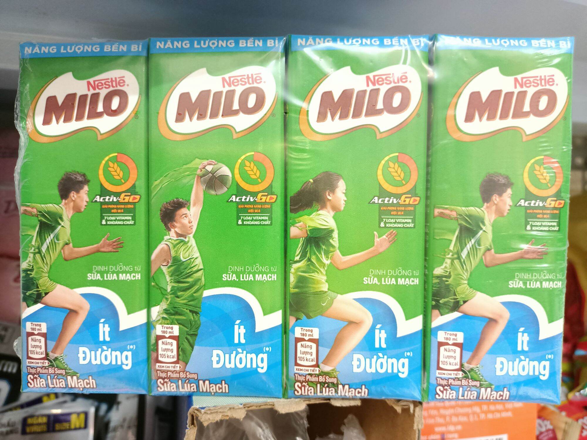 Lốc 4 hộp sữa Milo ít đường
